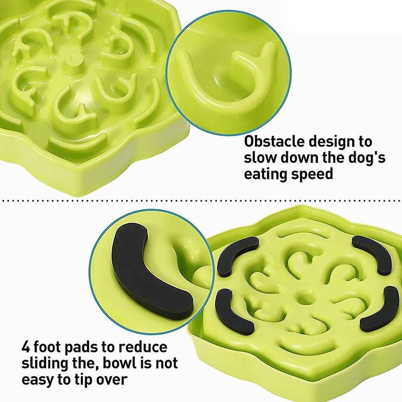 Slow Feeder Dog Bowl, Slow Feeding Petal Maze Dog Bowl, Green