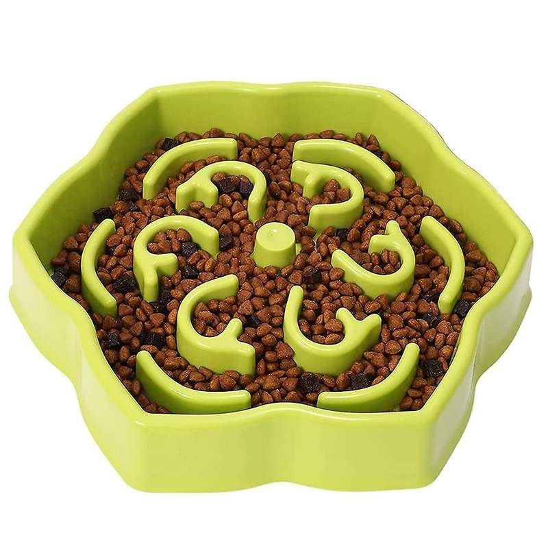 Slow Feeder Dog Bowl, Slow Feeding Petal Maze Dog Bowl, Green