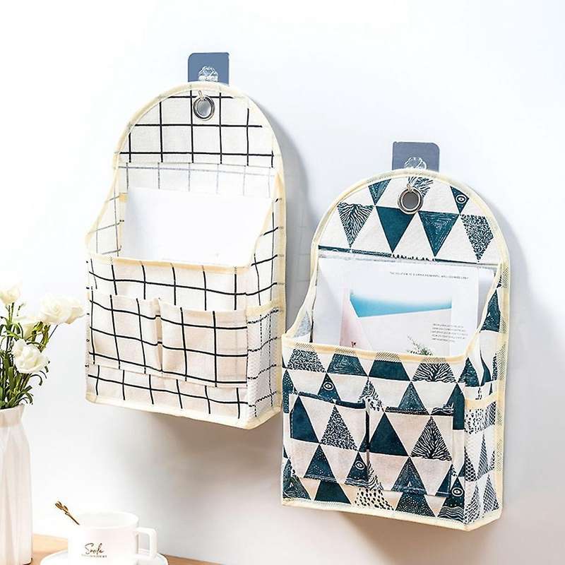 2 Pcs Wall Hanging Storage Bag, Fresh Style Fabric Wall Mounted