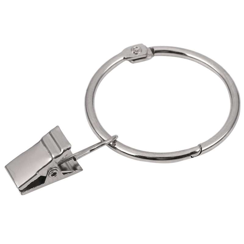 25 Pack Curtain Ring Wiht Clips, Metal Drapery Window Curtain Ring