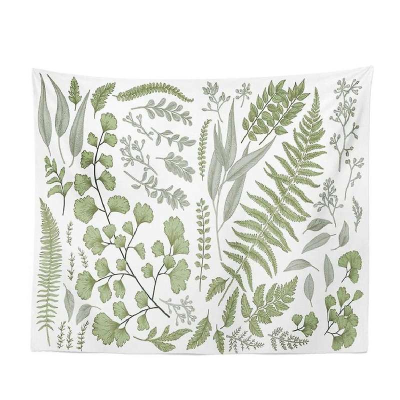 Botanical Tapestry Floral Green Wall Hanging Tapestry, 50 X 60 Inch