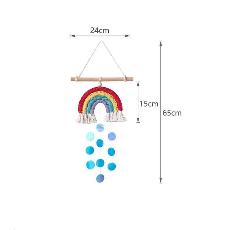 Nordic Style Wooden Stick Rainbow Imitation Shell Piece Tapestry