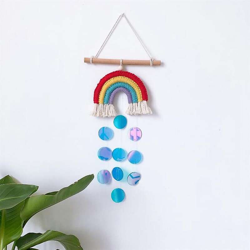 Nordic Style Wooden Stick Rainbow Imitation Shell Piece Tapestry