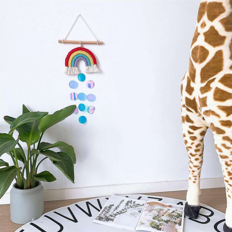 Nordic Style Wooden Stick Rainbow Imitation Shell Piece Tapestry