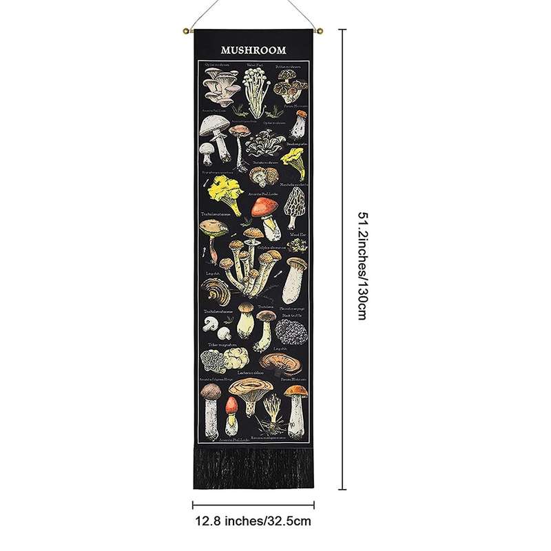 Mushroom Tapestry Black Background Tapestry Vertical Tapestry