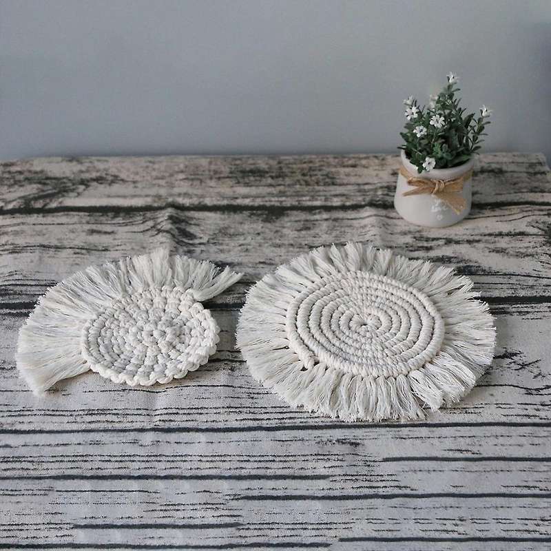 4 Pcs Boho Coasters Handmade Macrame for Drinks Bohemian Home Decor