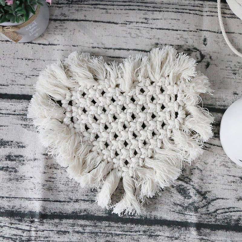 4 Pcs Boho Coasters Handmade Macrame for Drinks Bohemian Home Decor