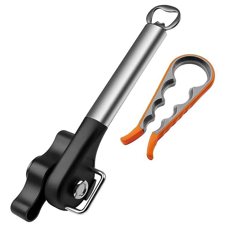 Can Opener Manual Smooth Edge for Safe Cut, Kitchen 4 In 1 Jar Opener
