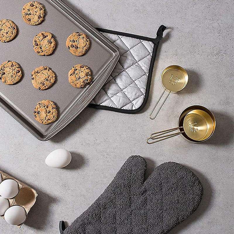 7 Pieces Black Cotton Pot Holders for Kitchen Oven Mitts, Washable