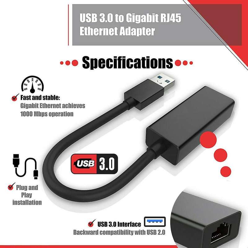 Usb 3.0 Gigabit Ethernet Lan Rj45 1000mbps Network Adapter,black