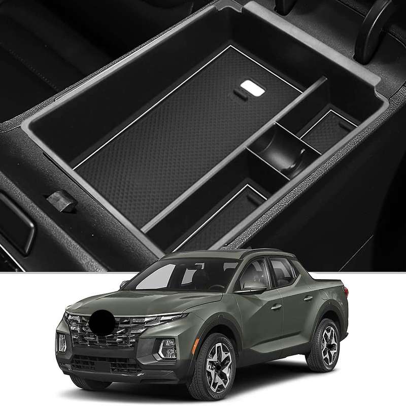 Car Central Console Storage Box for Hyundai Santa Cruz 2022 + White