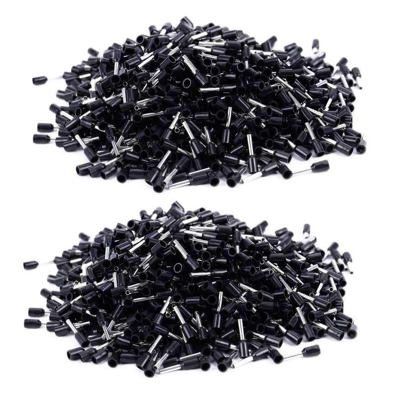 2000x Crimp Terminal Pre Insulated Ferrule E1008 18awg Silver Black