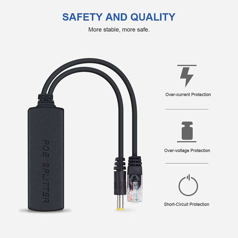 3pcs Poe Splitter 48v to 12v Poe Connectors Splitter Extender