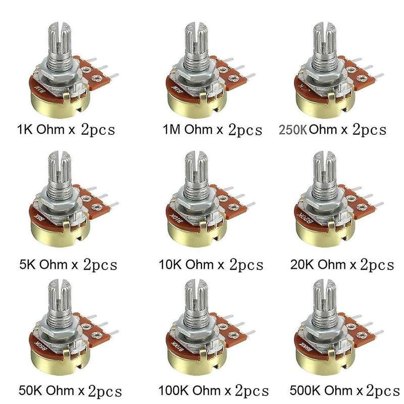 18pcs Wh148 Single Potentiometer Kit B1k/5k/10k/20k/50k/100k/500k/1m