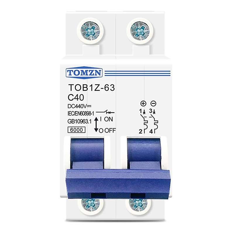 Tomzn 2p Dc Mcb 6ka 440v Mini Circuit Breaker for Overload, 63a