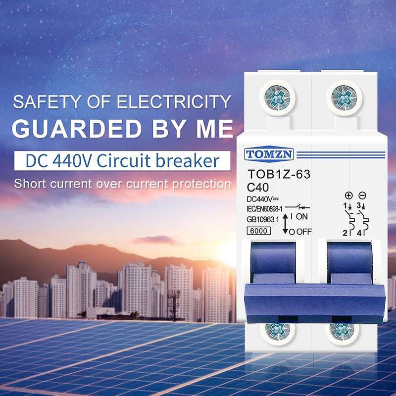 Tomzn 2p Dc Mcb 6ka 440v Mini Circuit Breaker for Overload, 63a