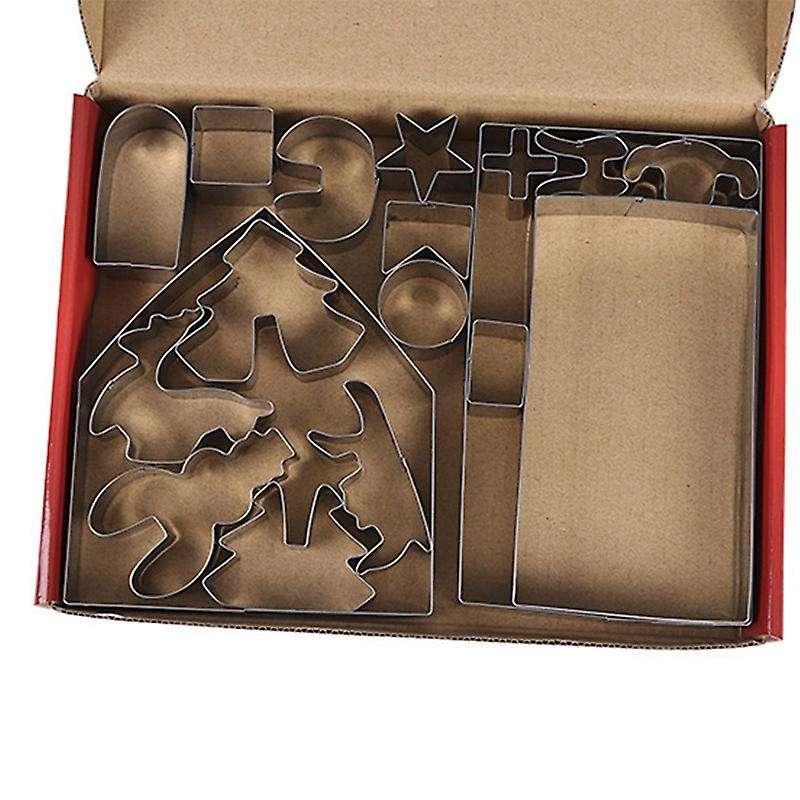 18pcs 3d Stainless Steel Christmas Scenario Cutters Set Biscuit Mold