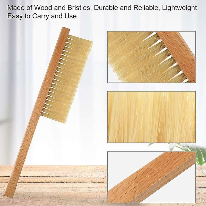 3 Pieces Bee Brush Wooden Handle, Bee Brush Tool with Wooden Handle