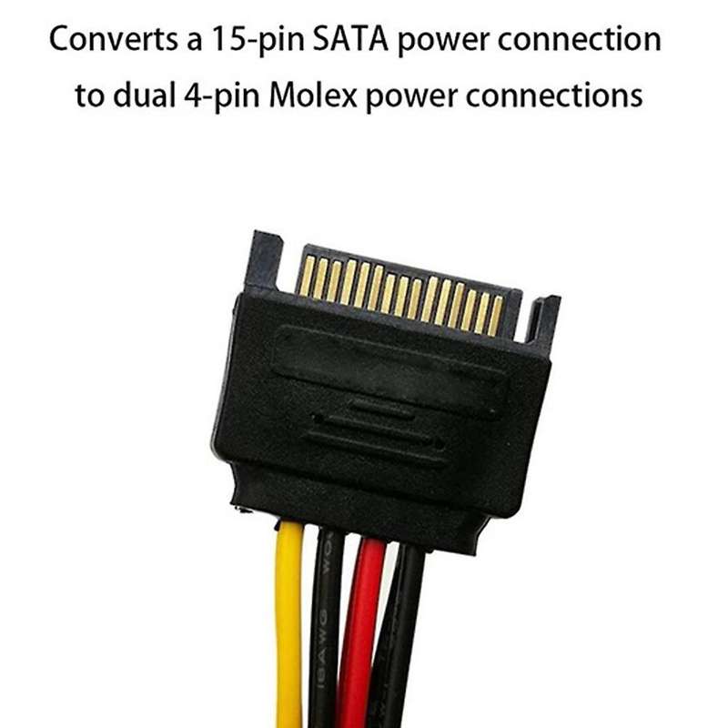 10 Pieces Of Sata One-to-two Power Cord 18awg Sata15p Male to Double