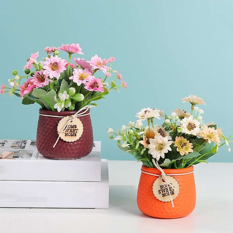Nordic Cineraria Simulation Flower Potted Decoration , Orange