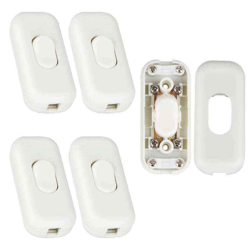 5pcs Inline Switch 6 Amp Inline Rocker, Ac 250v Inline Switch(white)