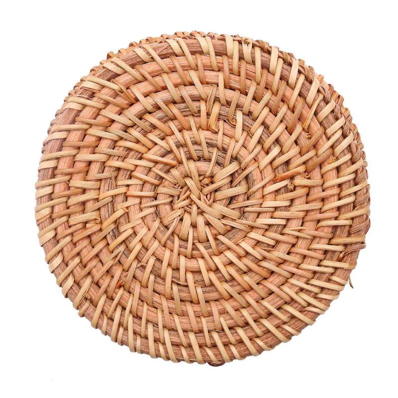 Rattan Coaster Drink Round Coaster Drink Overflow Coaster Set 6 Pcs