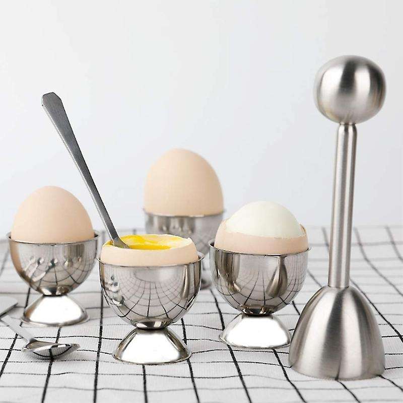 Egg Separator 1x Egg Opener, 4x Egg Spoon, 4x Egg Cup Stainless Steel