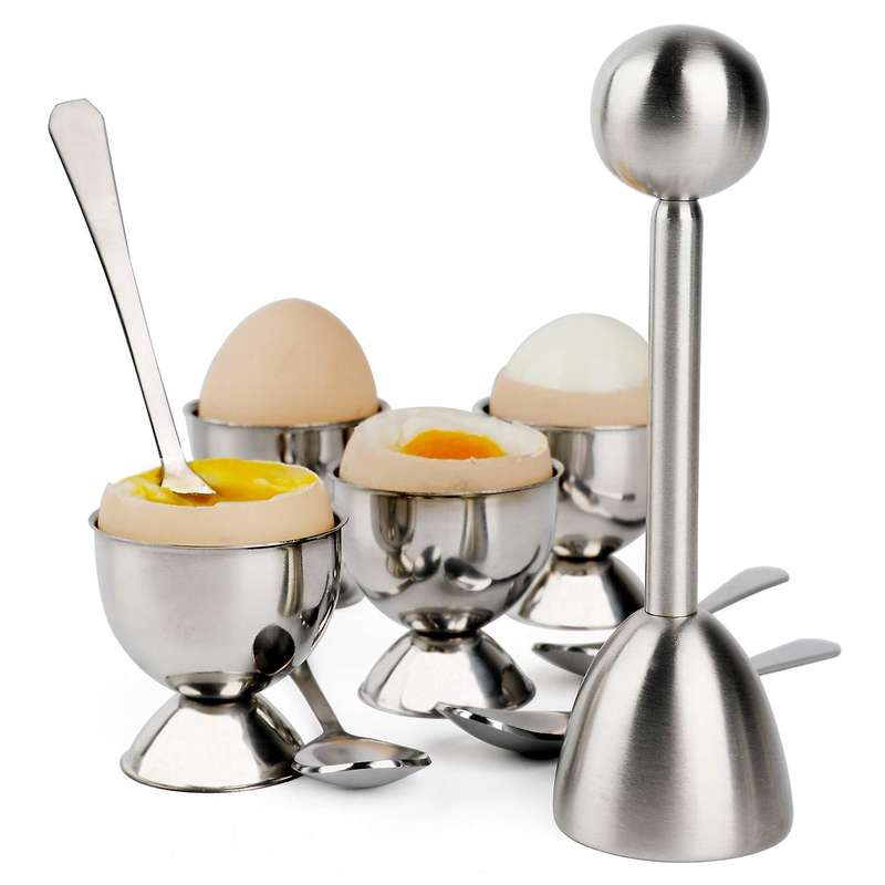 Egg Separator 1x Egg Opener, 4x Egg Spoon, 4x Egg Cup Stainless Steel