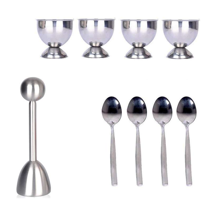 Egg Separator 1x Egg Opener, 4x Egg Spoon, 4x Egg Cup Stainless Steel