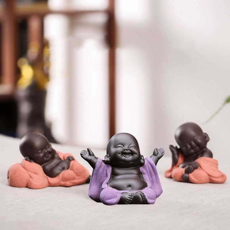 Cute Ceramic Little Baby Monk Buddha Statue Ornaments Home Decor C