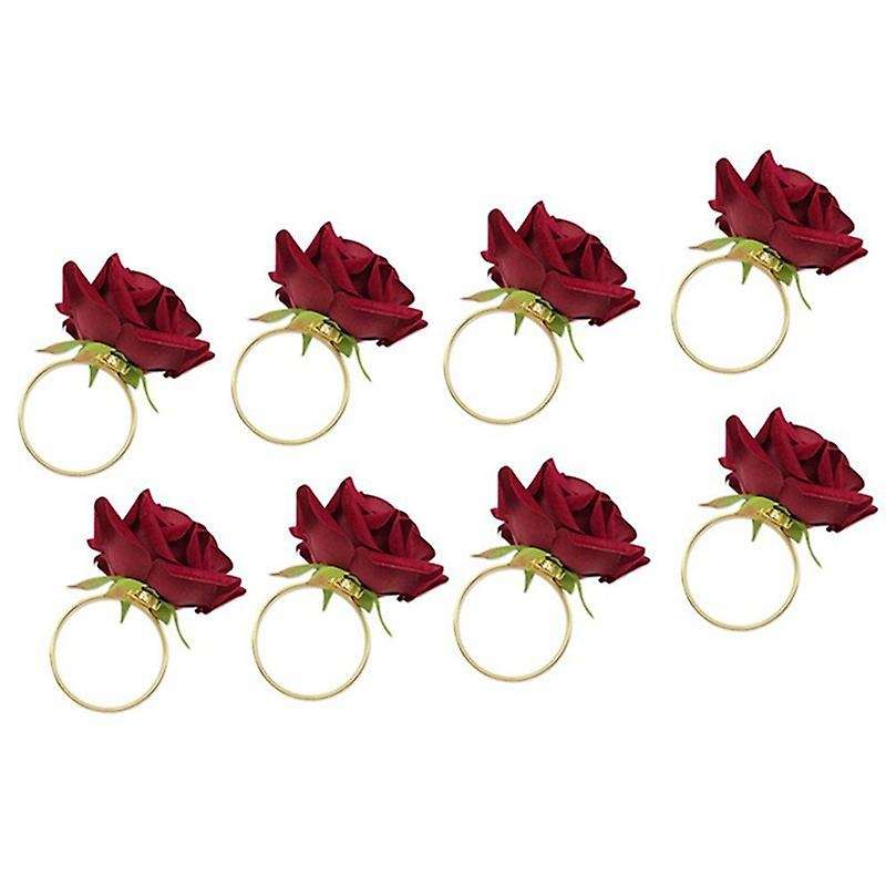 8pcs Rose Alloy Napkin Buckle Holder for Holiday Banquet Decoration