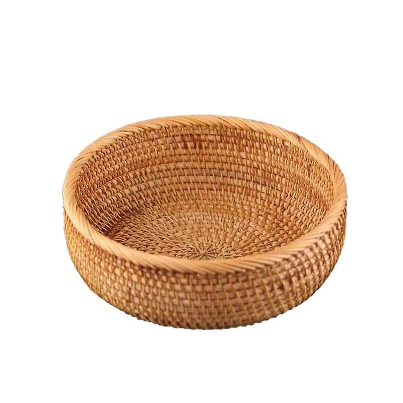 Hadewoven Round Rattan Fruit Basket Wicker Food Tray Storage Holder