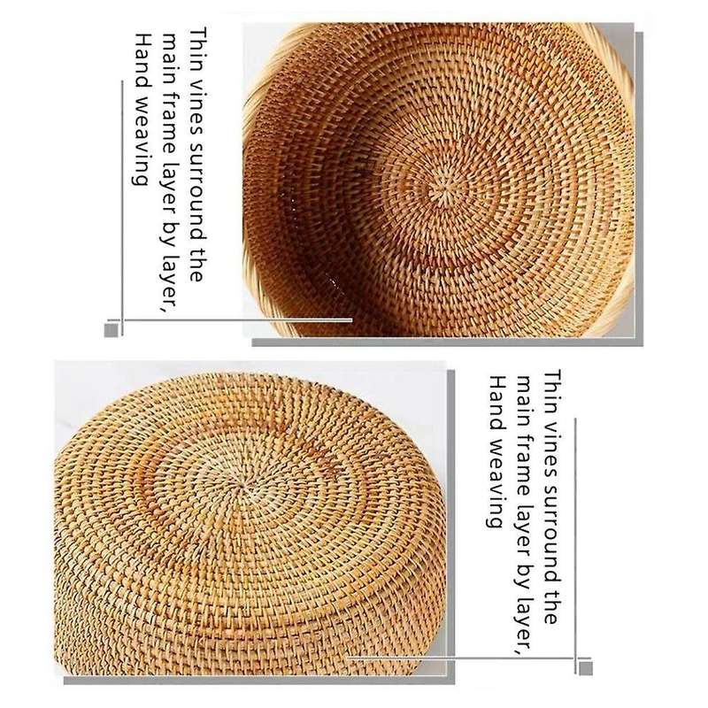 Hadewoven Round Rattan Fruit Basket Wicker Food Tray Storage Holder