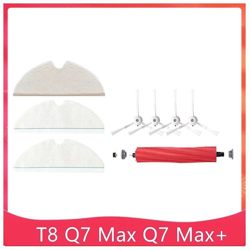 8pcs Detachable Main Side Brush Mop Cloth for Roborock Q7 Max / Max+