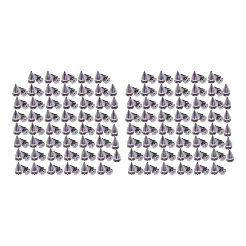 100pcs/set 9.5mm Silver Cone Spikes Studs Diy Craft Cool Rivets Punk