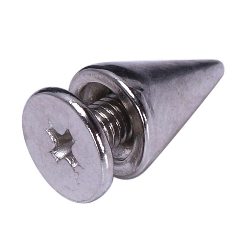 100pcs/set 9.5mm Silver Cone Spikes Studs Diy Craft Cool Rivets Punk