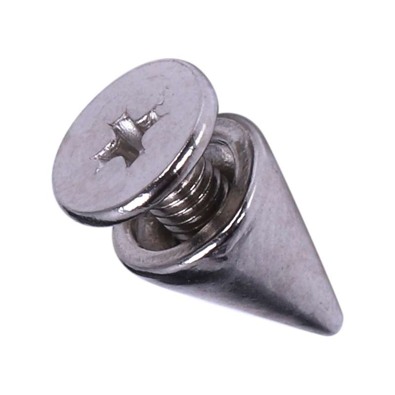 100pcs/set 9.5mm Silver Cone Spikes Studs Diy Craft Cool Rivets Punk