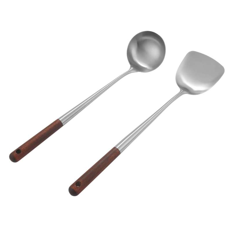 Wok Spatula and Ladle Tool Set, 17 Inches Spatula for Wok