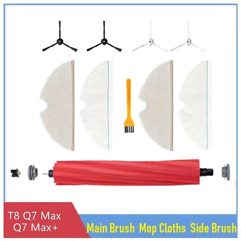 9pcs Kit for Roborock T8/q7 Max / Max+ Main Side Brush Mop Cloth