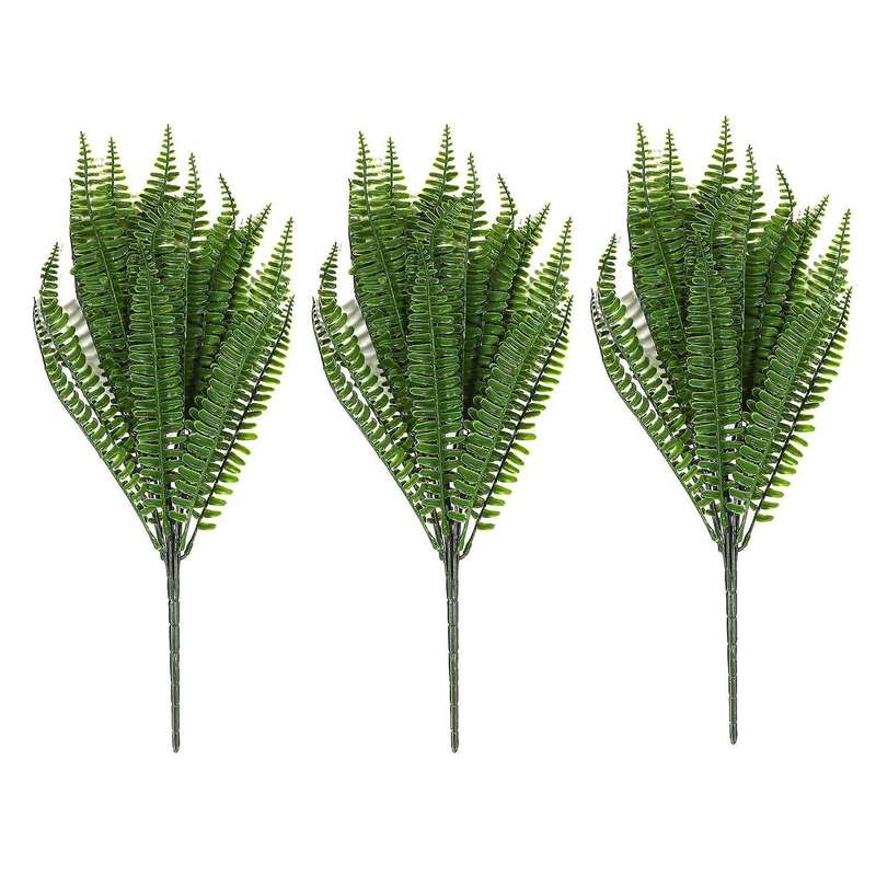 3x 7 Branches Green Artificial Plant Floral Persian Leaf Flower