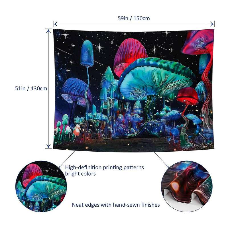 Psychedelic Tapestry Mushroom Tapestry Trippy Wall Hanging Boho Decor