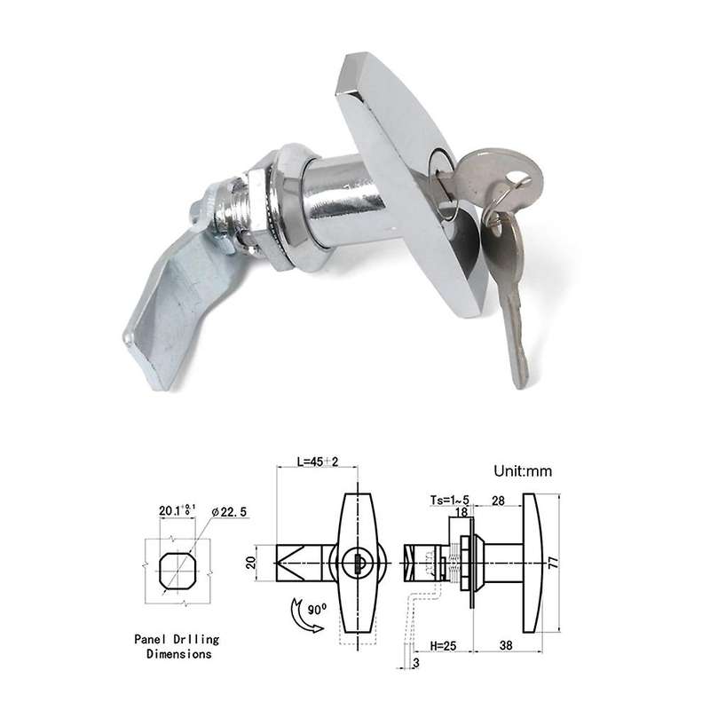 Turn T-handle Lock with Keys for Trailer Toolbox Distribution Box