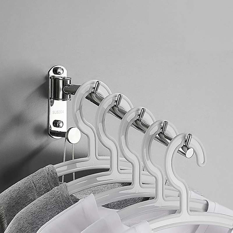 Polished Swivel Clothes Hangers Stainless Steel Wall Mount Hanger