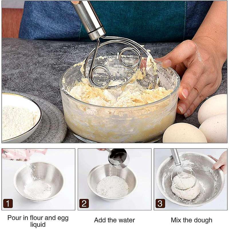 Danish Dough Whisk, 2 Pack Premium ,large Hand Mixer for Bread Pastry