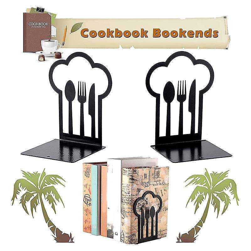 Kitchen Cookbook Bookends Fork Knife Spoon Decorative Metal Book Ends