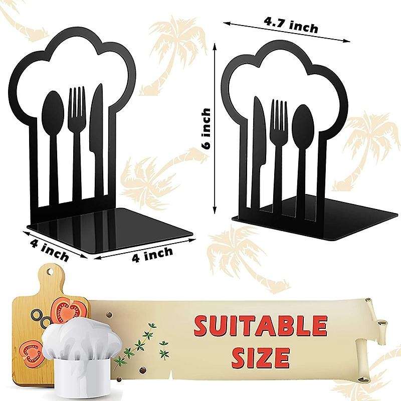 Kitchen Cookbook Bookends Fork Knife Spoon Decorative Metal Book Ends