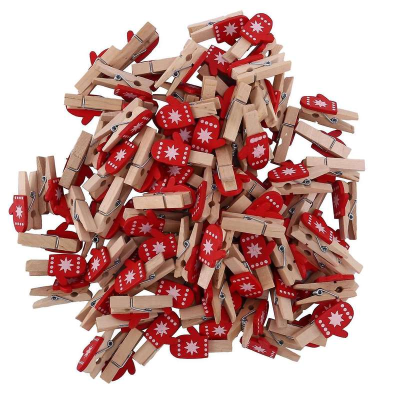 100pcs Mini Cartoon Patch Wooden Clip Christmas Series Wooden Clip 5