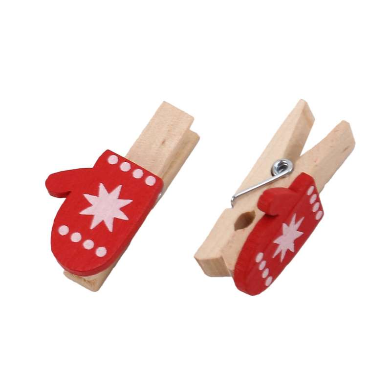 100pcs Mini Cartoon Patch Wooden Clip Christmas Series Wooden Clip 5