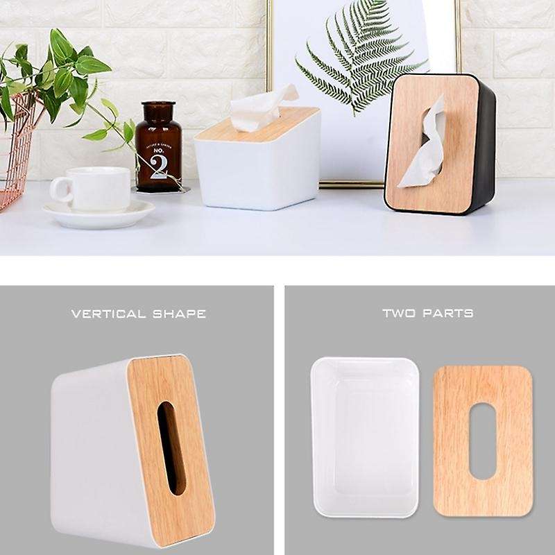 Vertical Tissue Box Nordic Simple Paper Box Wooden Lid, Black