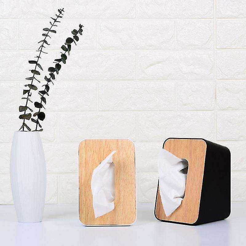 Vertical Tissue Box Nordic Simple Paper Box Wooden Lid, Black
